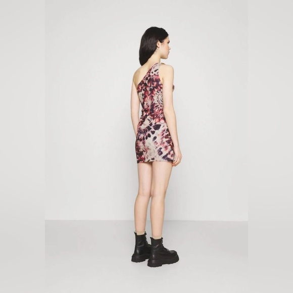 Jaded London Tie Dye Print One Shoulder Ruched Side Mini Dress Size 2 - Picture 5 of 13
